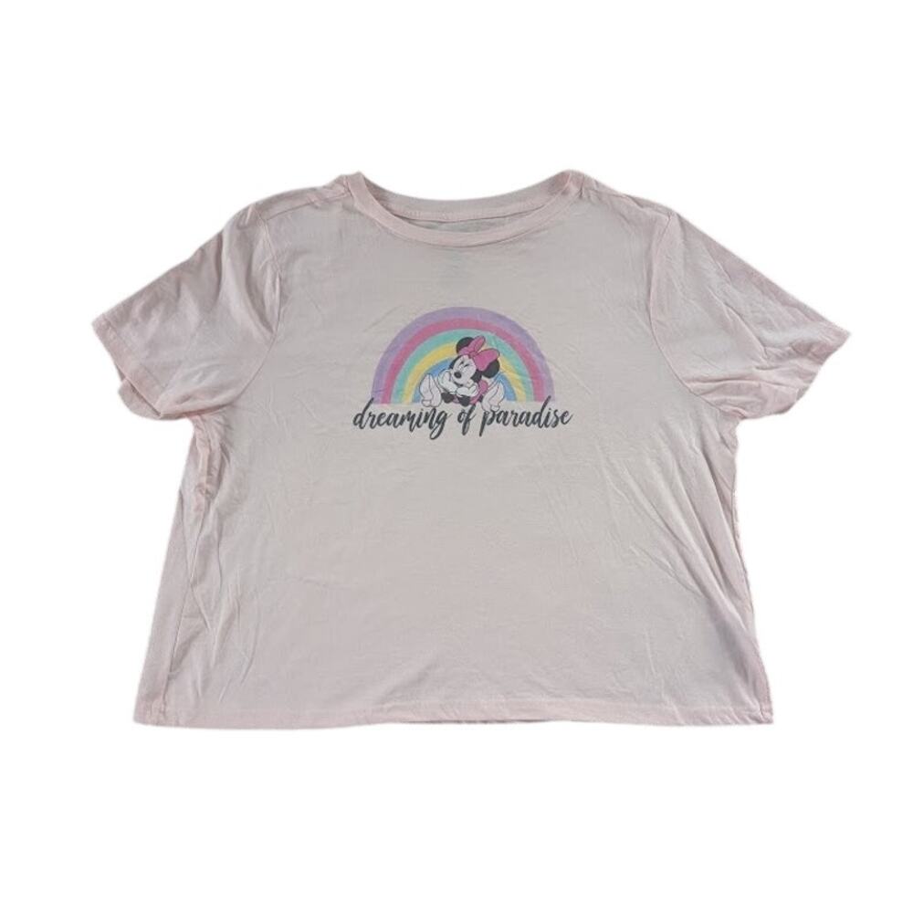 Disney Dreaming of Paradise Minnie with Rainbow Cropped T-short womens XXL